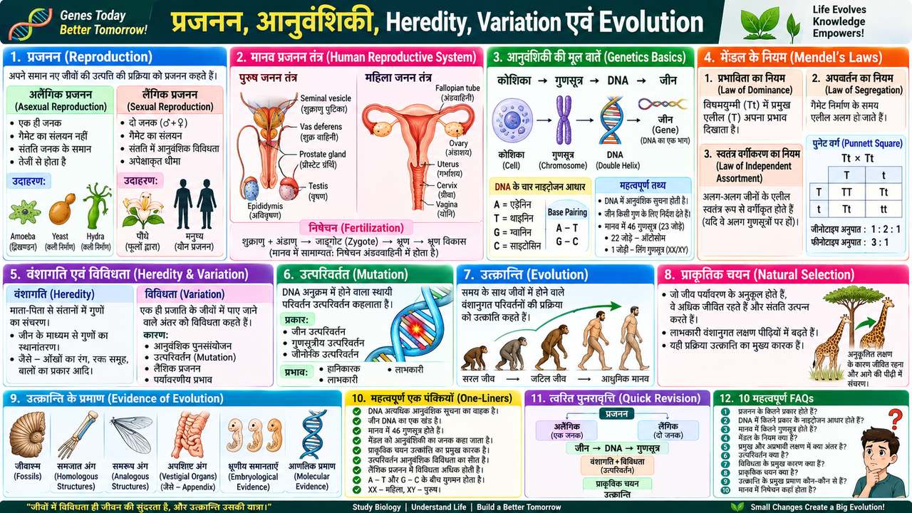 प्रजनन, आनुवंशिकी, Heredity, Variation एवं Evolution | Biology Notes - NotesMind