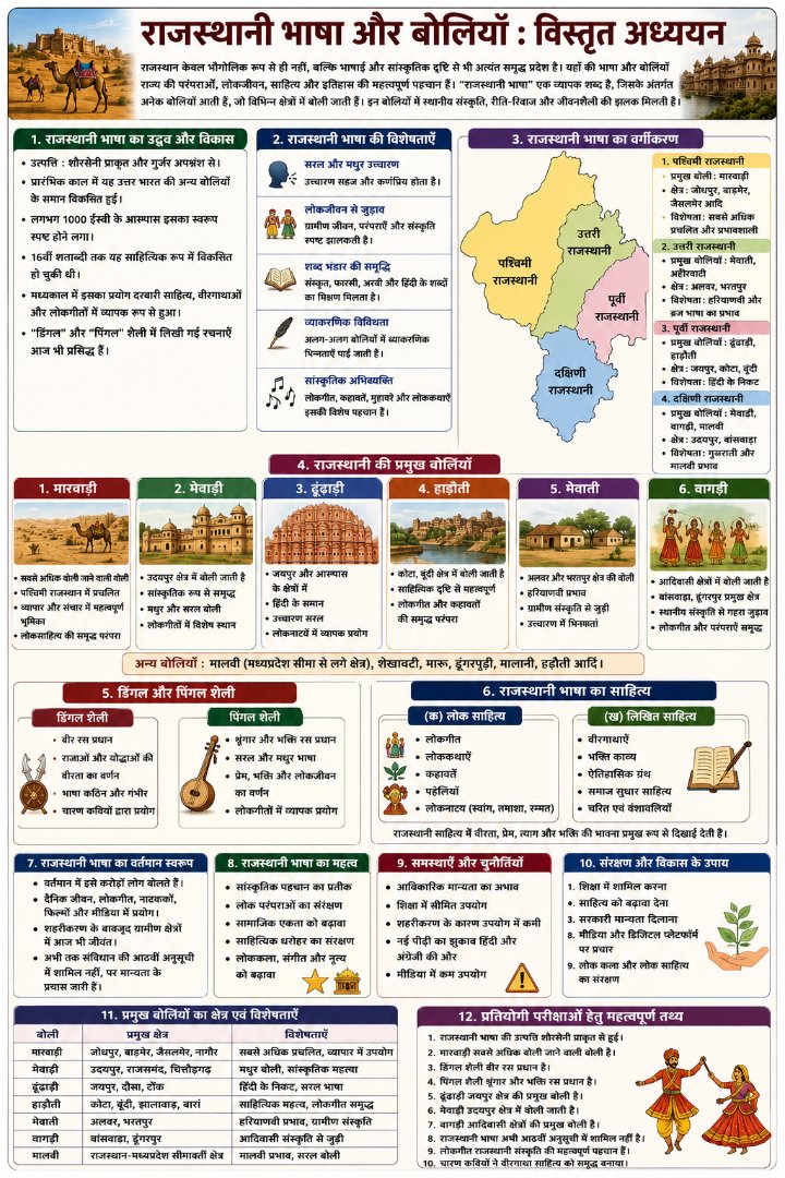राजस्थानी भाषा एवं बोलियाँ - Rajasthan GK and Computer Notes for Patwari & LDC Exam - NotesMind