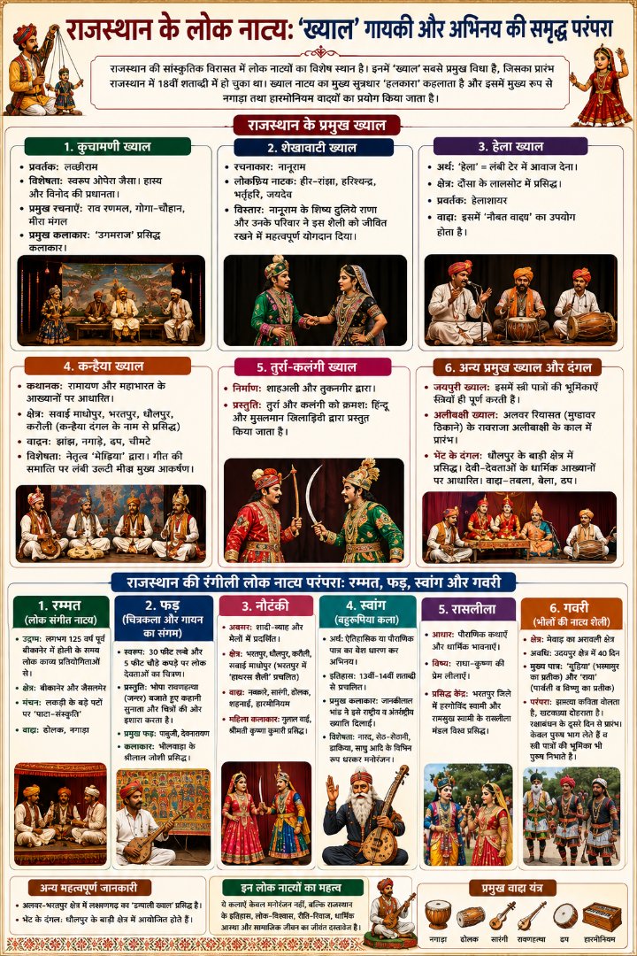 राजस्थान के लोक नाट्य: ख्याल, रम्मत, फड़, स्वांग और गवरी | Rajasthan Folk Drama Part -1 - NotesMind