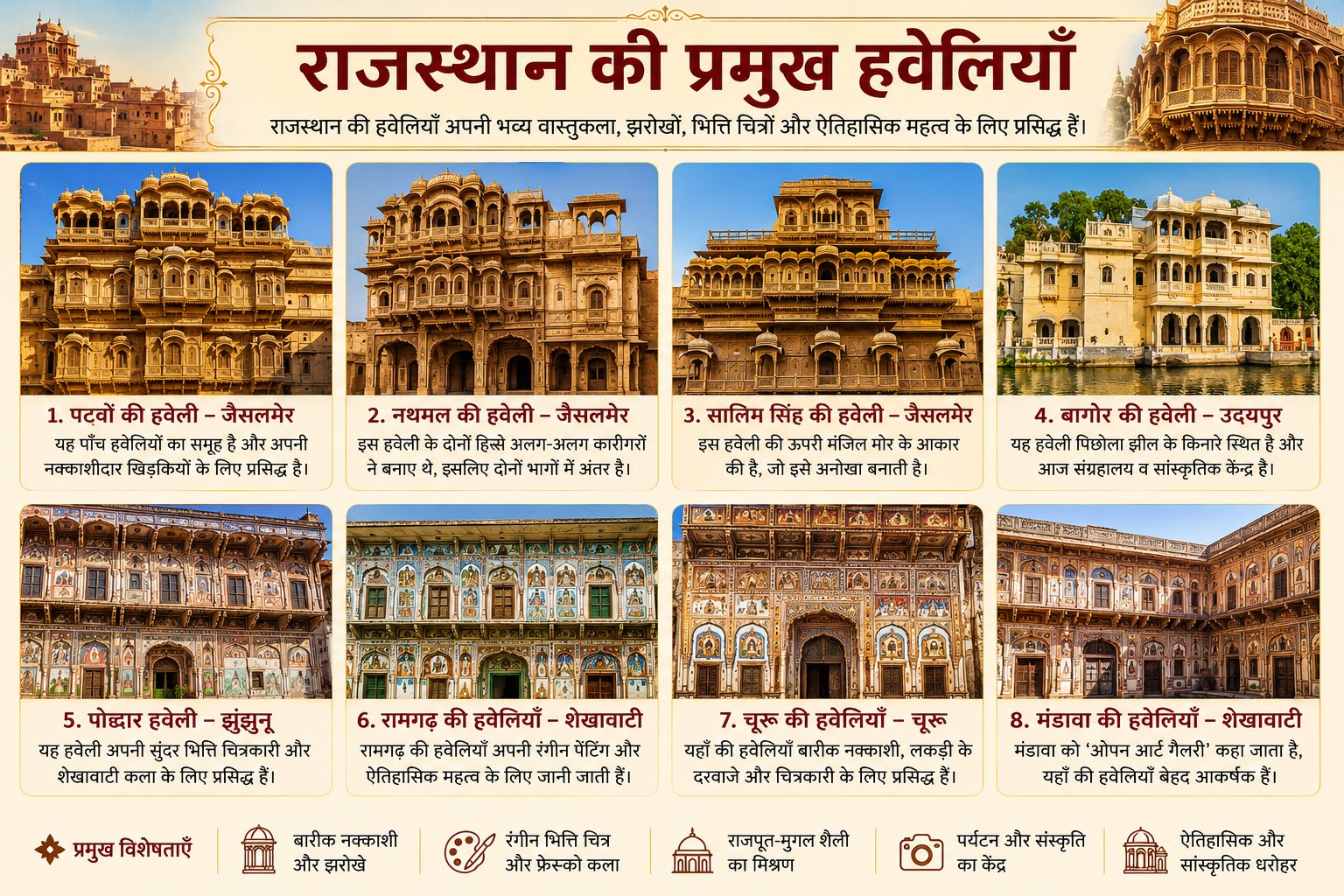 राजस्थान की प्रमुख हवेलियाँ - Rajasthan GK and Computer Notes for Patwari & LDC Exam - NotesMind