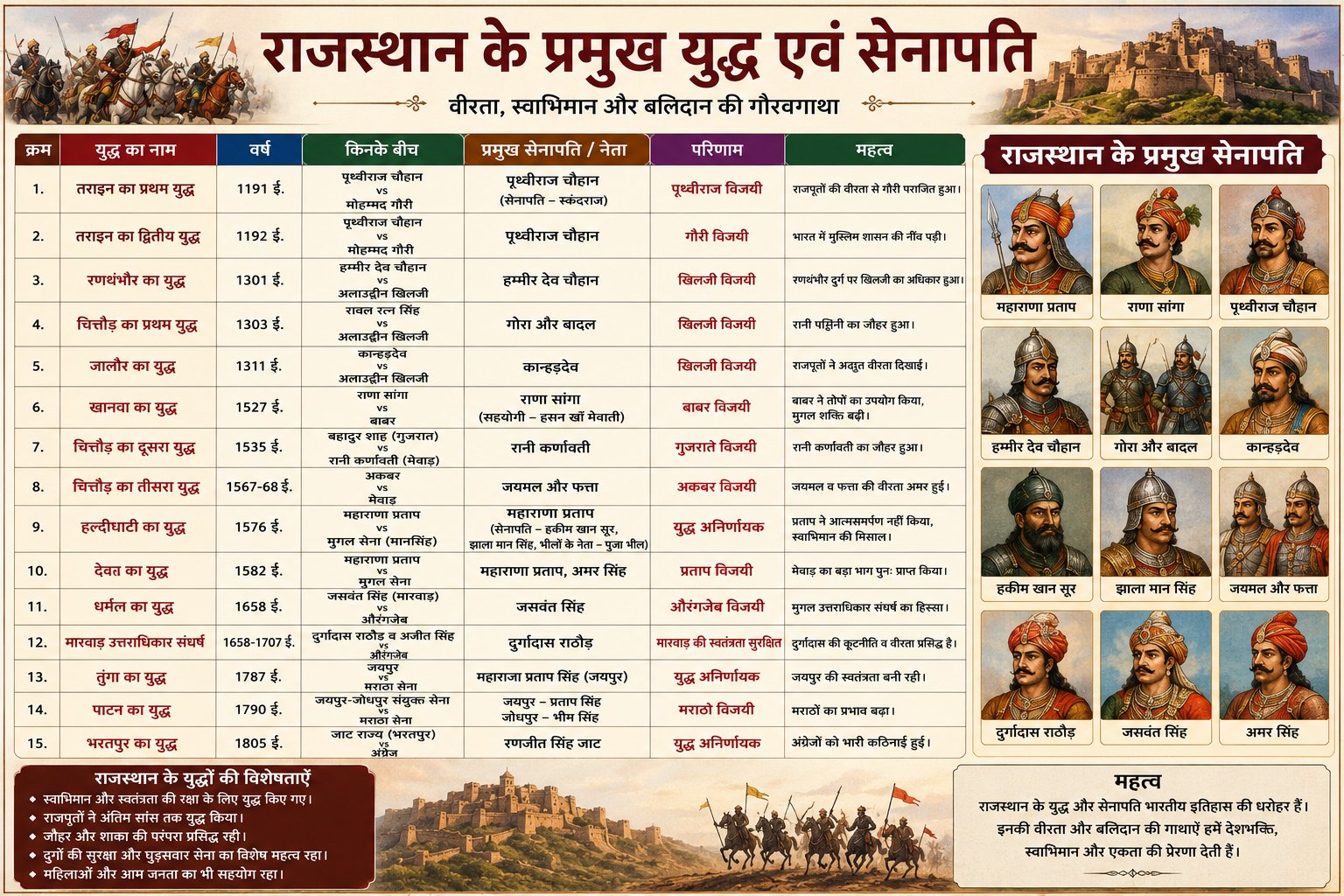 राजस्थान के प्रमुख युद्ध - NotesMind