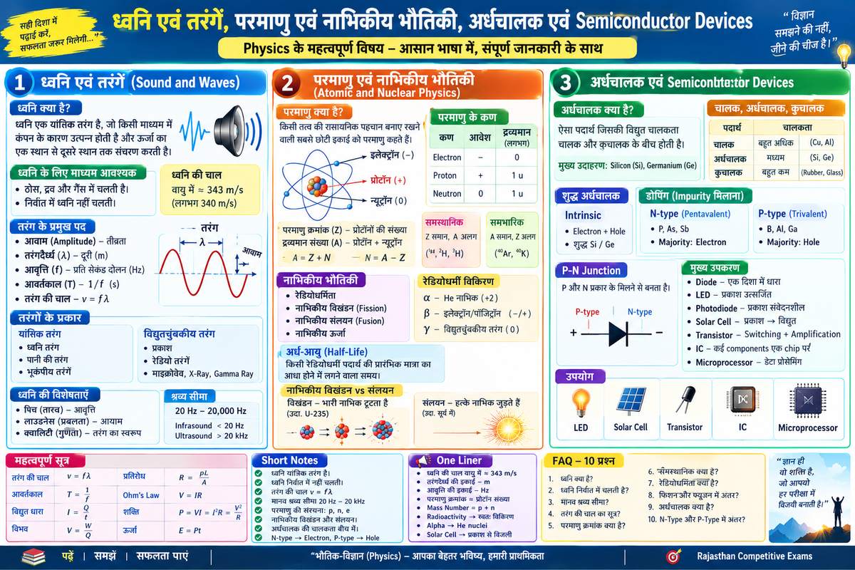 ध्वनि एवं तरंगें, परमाणु भौतिकी और Semiconductor – Physics Notes in Hindi - Rajasthan GK and Computer Notes for Patwari & LDC Exam - NotesMind